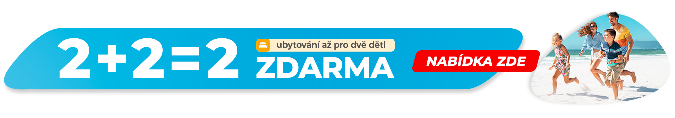 Ilustrační banner na nabídku hotelů s ubytováním až dvou dětí zdarma u Coral Travel